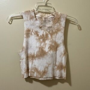 Aerie Tan Ribbed Crop Tank Top